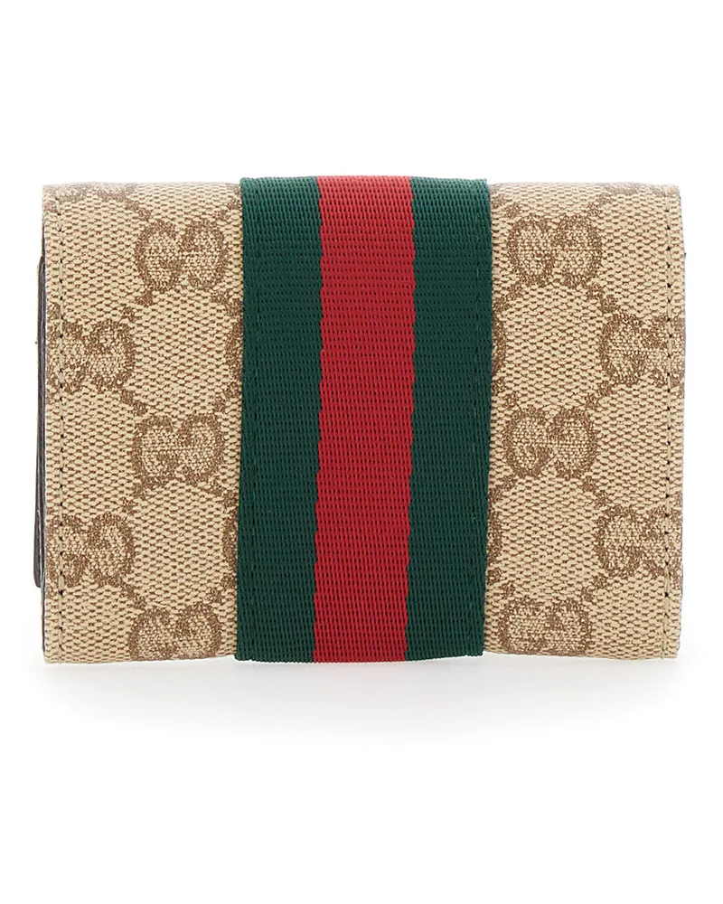 Gucci Women's Card Holder Beige Fabric Accessory Beige