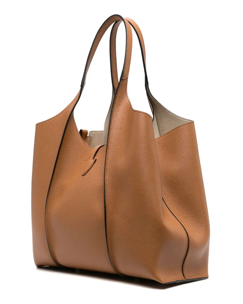 TOD'S Grained Leather Tote Bag — Tan Tan