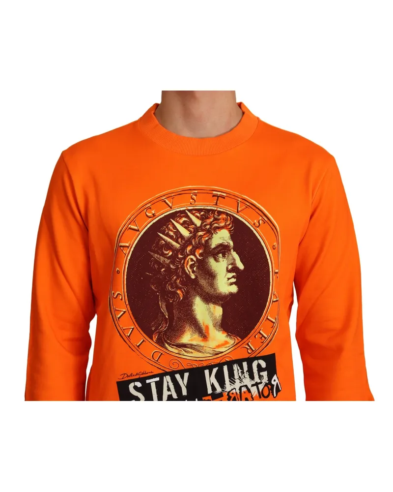 Dolce & Gabbana Men Orange King Ceasar Cotton Pullover Sweater Clothing Orange