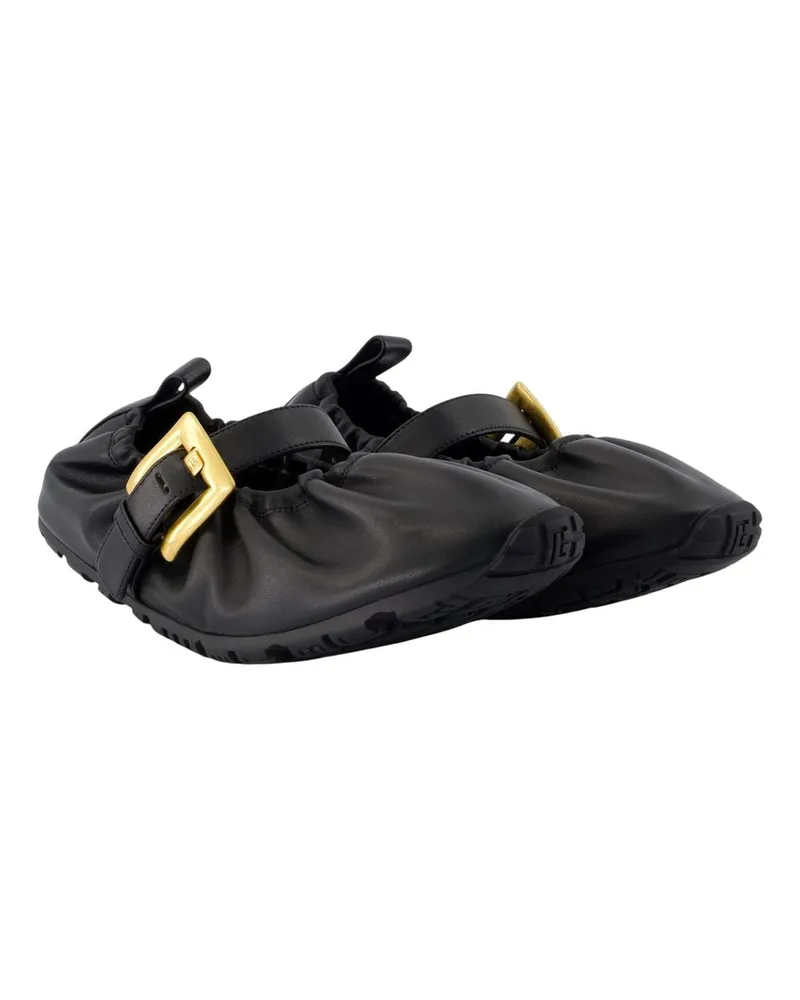 Balmain Women's Racer 45 Ballerinas -  Leather Black Lambskin Shoes Flat-Shoes Black