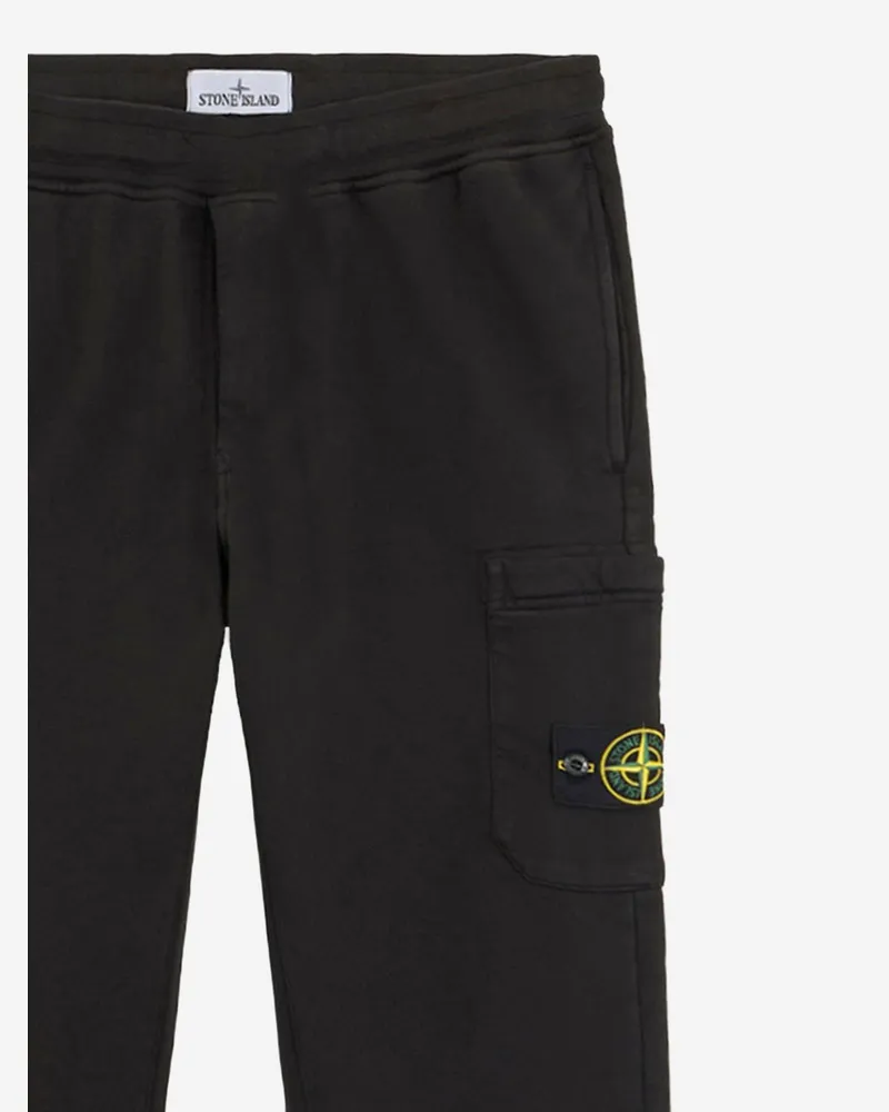 Stone Island Logo Cotton Joggers — Black Black