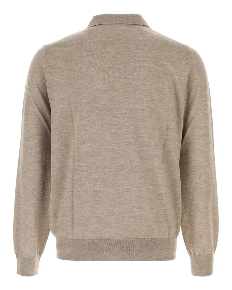 Brioni Men's Cashmere Silk Blend Polo Beige Beige