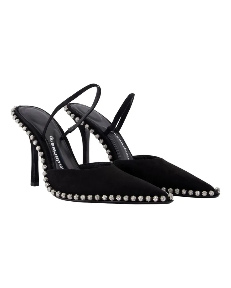 Alexander Wang Women's Tia 105mm Slingback Heels -  Leather Black Calfskin Shoes Pumps Black