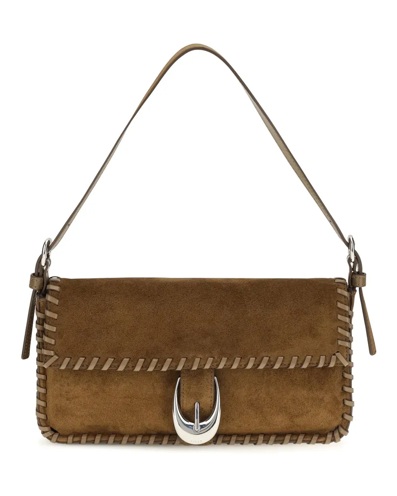 STAUD Harlow Suede Shoulder Bag — Brown Brown