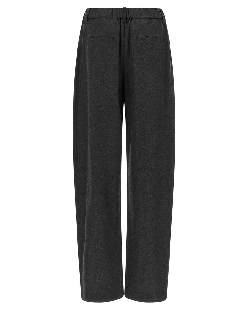 Brunello Cucinelli Women's Gray Virgin Wool Casual Pants Gray