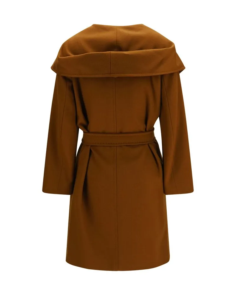 Max Mara Double-Faced Wool Wrap Coat — Brown Brown