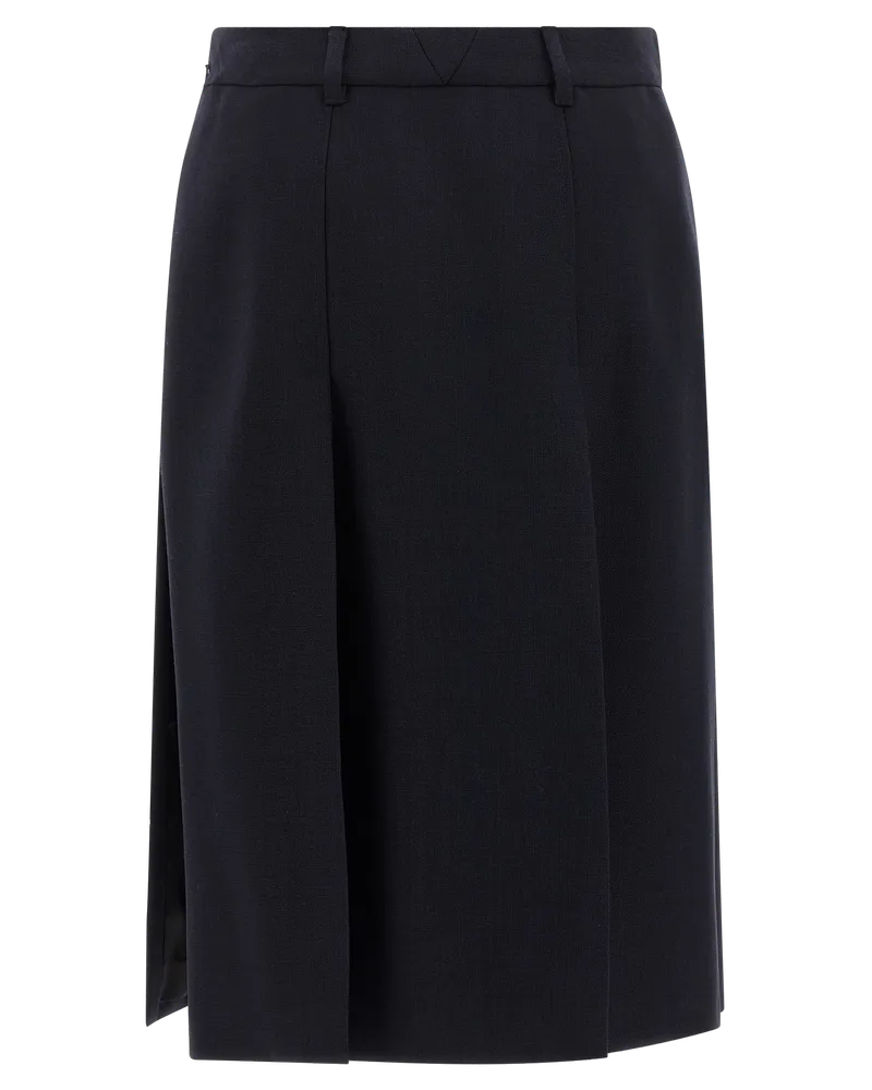 Prada Women's Blue Virgin Wool Midi Skirt Blue