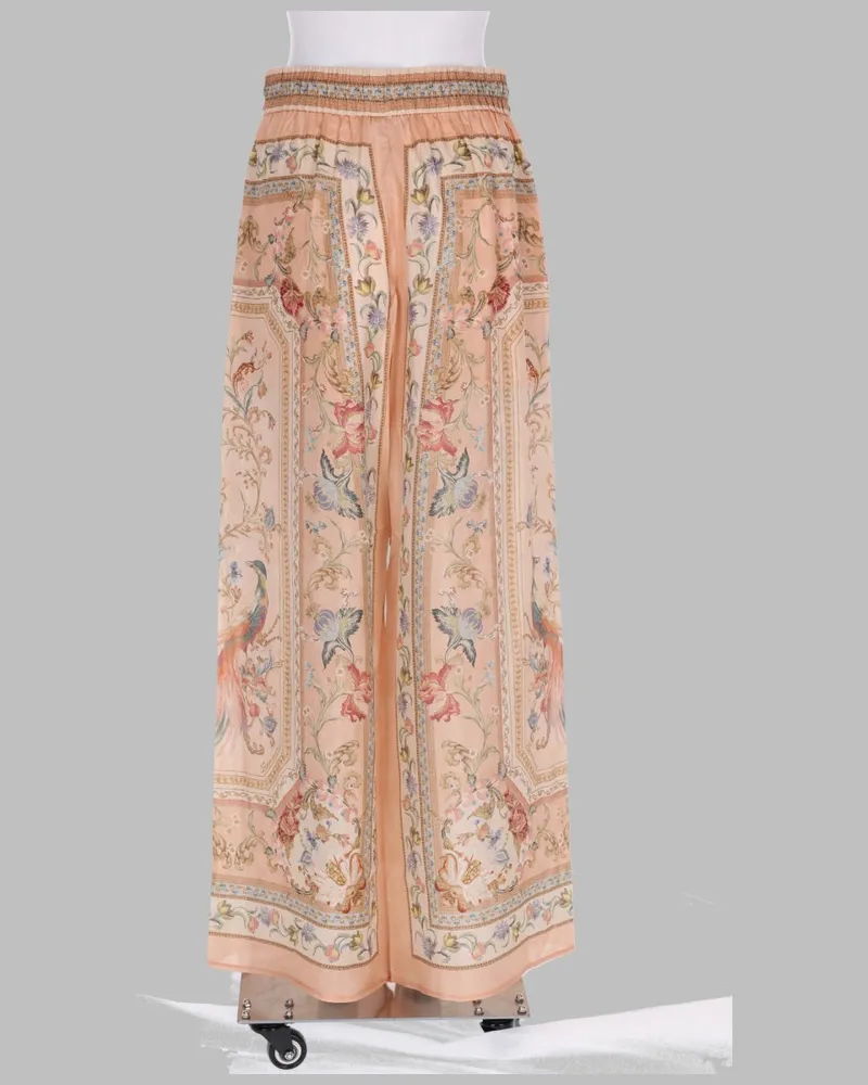 Zimmermann Women's Printed Silk Trousers Multicolour Peach