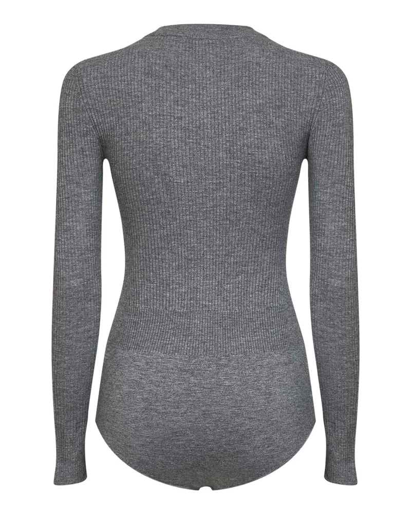 Self-Portrait Women's Knit Button Playsuit Grey Wool-Blend Knitwear Sweater Gray