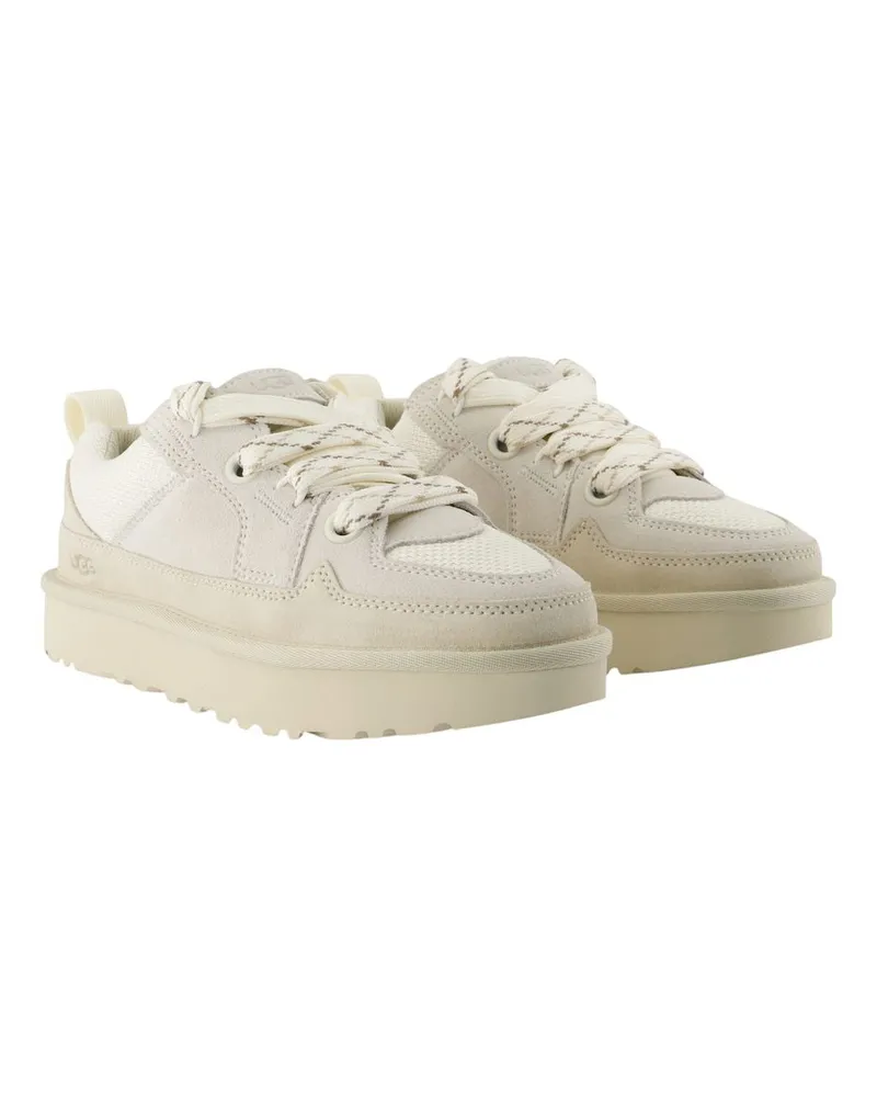 UGG Women's Lo Lowmel Sneakers -  Leather Beige Calfskin Shoes Beige