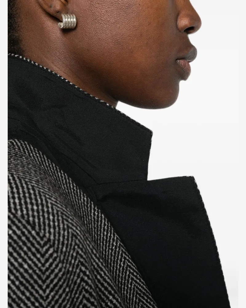 Emporio Armani Herringbone Cotton Blazer — Charcoal Charcoal