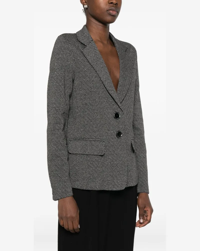 Emporio Armani Herringbone Cotton Blazer — Charcoal Charcoal