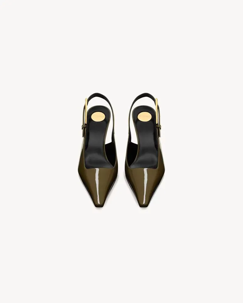 Saint Laurent E25 Slingback Heel — Olive 