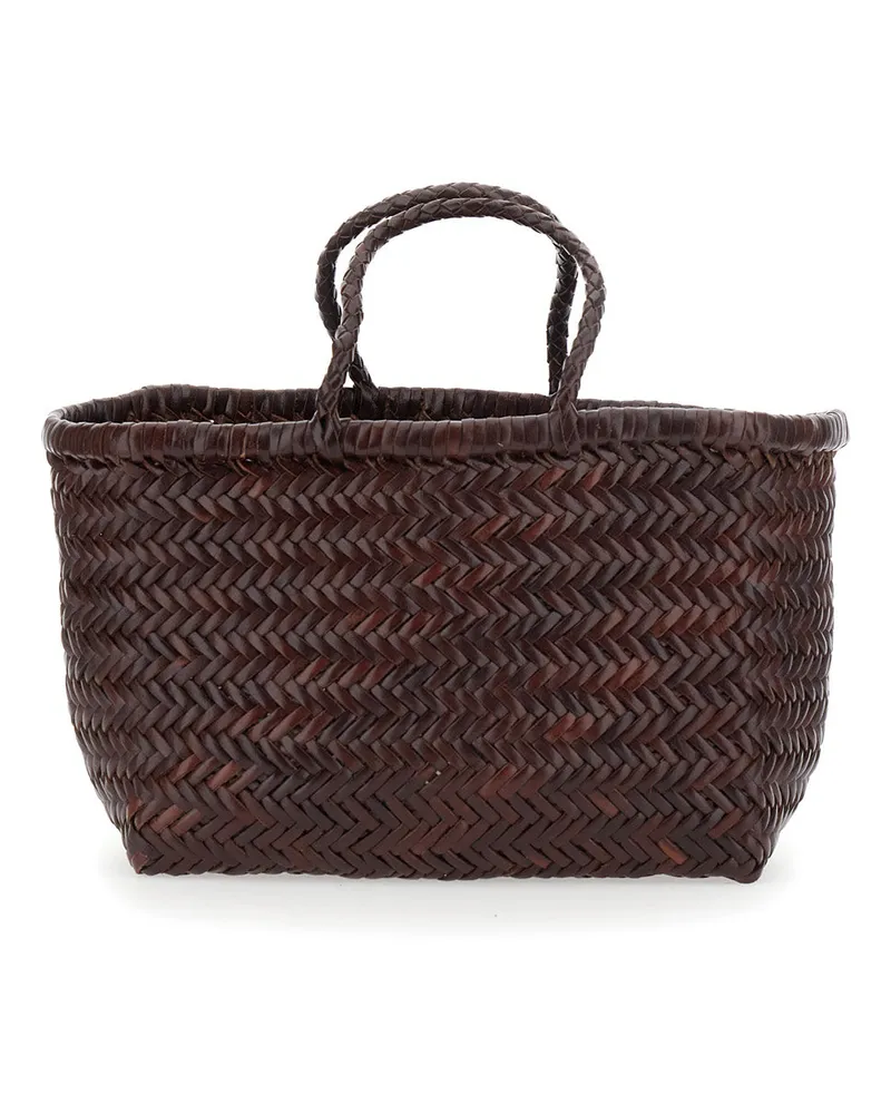 Dragon Diffusion Women's Handbag Bamboo Triple Jump Small Brown Leather Handbags Hand Bags Brown