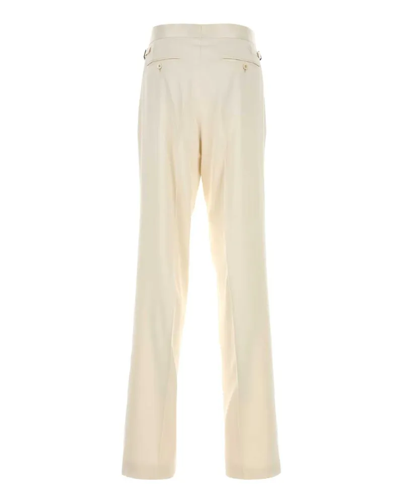 Tom Ford Men's Ivory Satin Pant Exterior: Silk Pantaloni Trousers Ivory