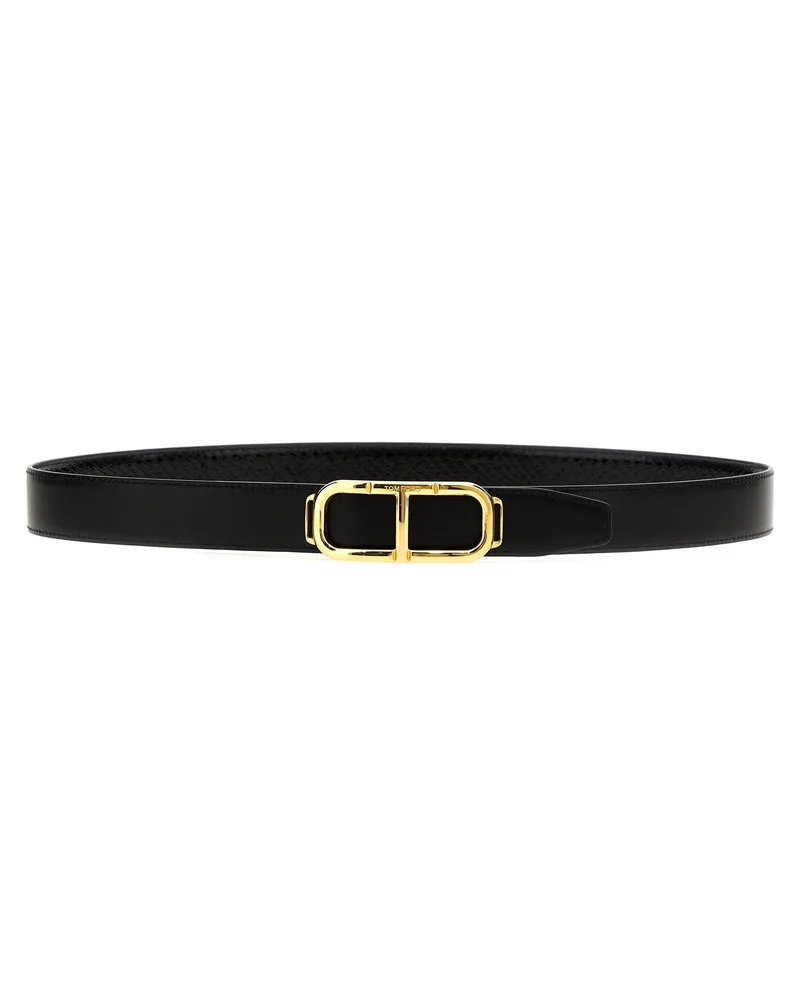 Tom Ford Logo Reversible Belt — Black Black