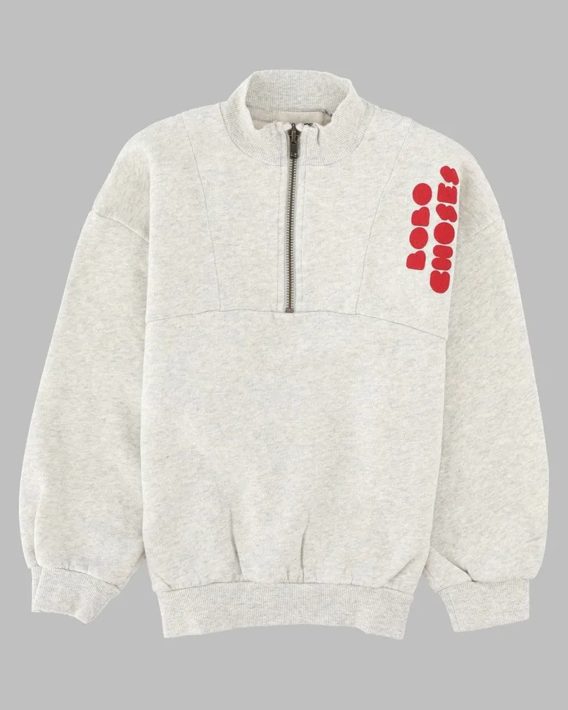 BOBO CHOSES Cotton Zip-Up Sweatshirt — Gray Gray