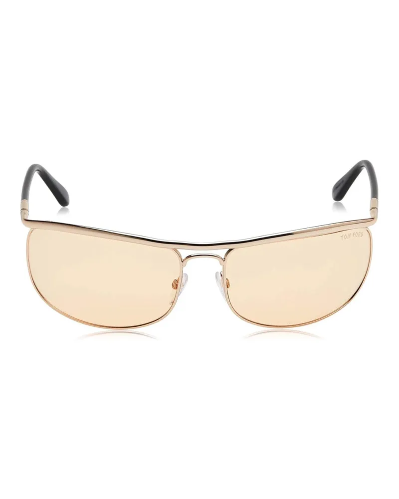 Tom Ford Rectangle Full Rim Sunglasses — Rose gold Rose
