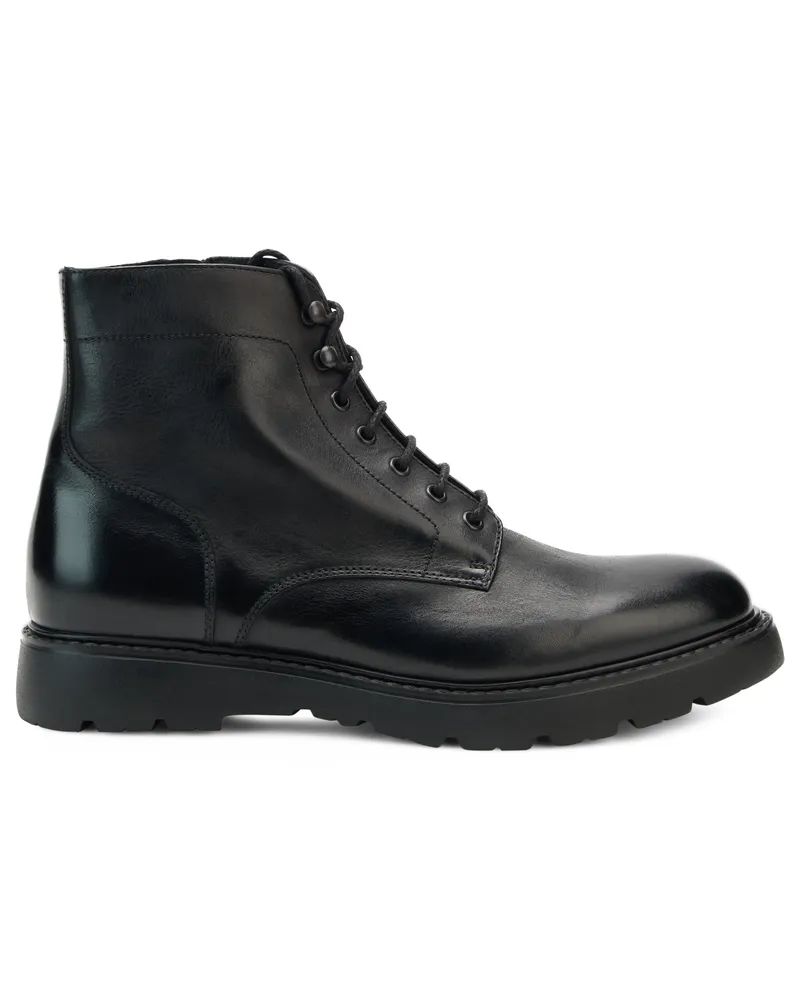 Doucal´s Lace-Up Calfskin Ankle Boot — Black Black