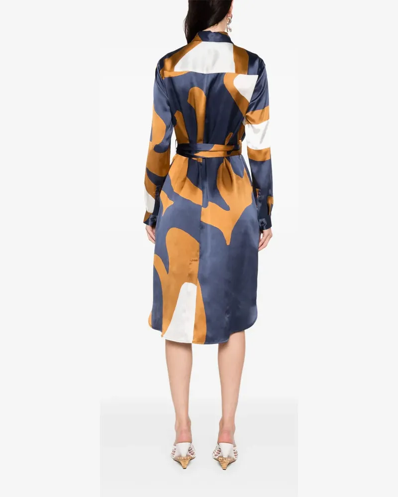 Kiton Women's Printed Midi Dress Ss25 W Navy