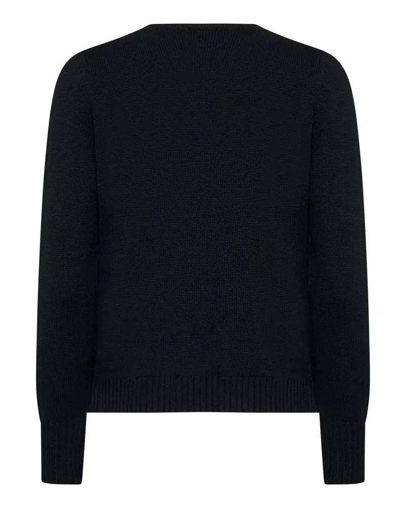 Blanca Virgin Wool Crew-Neck Sweater — Black Black
