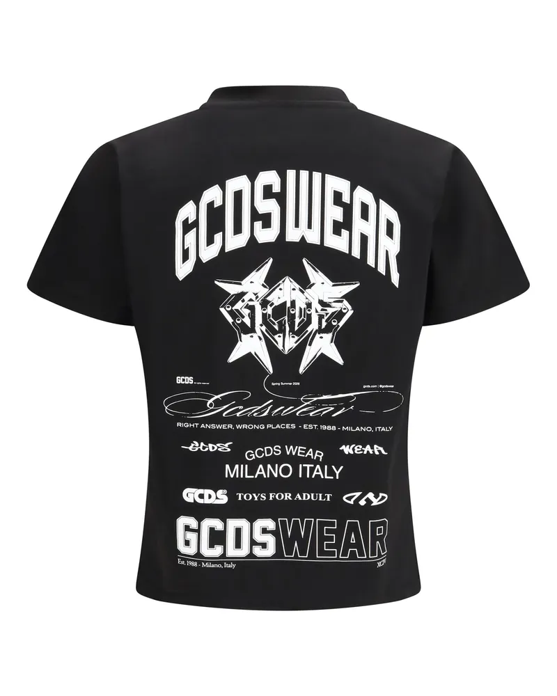 GCDS Men's History Print Cotton T-Shirt Black-White T-Shirts Black/white And Polos Black