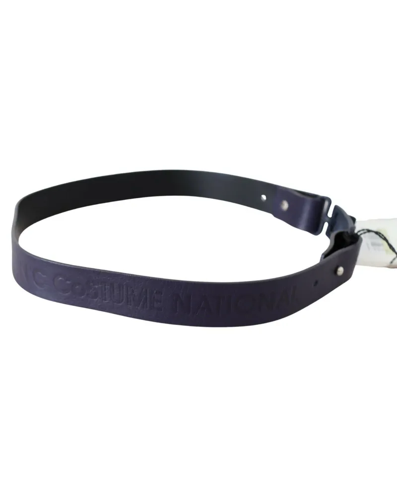 CoSTUME NATIONAL Women's Black Leather Normal Logo Buckle Waist Belt Black