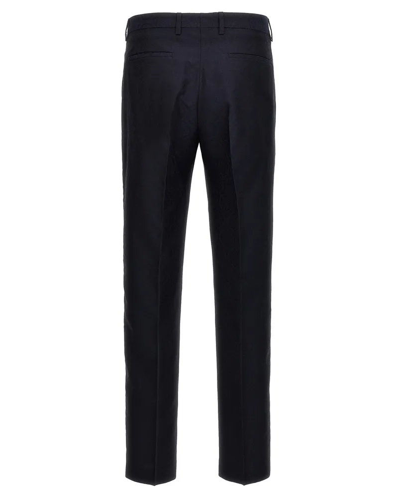 Etro Jacquard Cotton-Wool Trousers — Black Black
