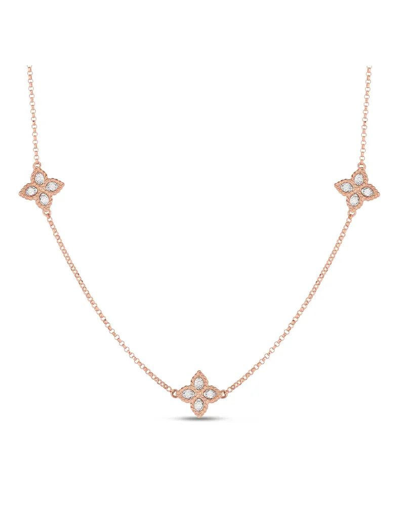 Roberto Coin 18kt Rose Gold Princess Flower Diamond Necklace Aw25 M Rose
