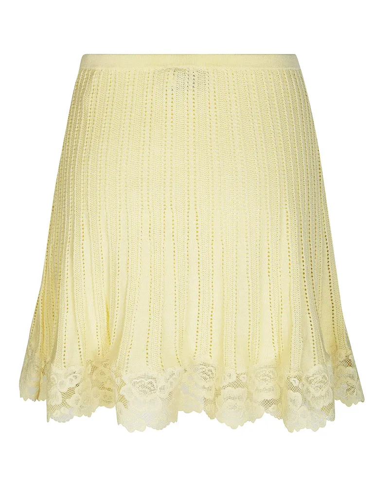 Self-Portrait Women's Knit Pointelle Skirt Yellow Main: Viscose Yellow