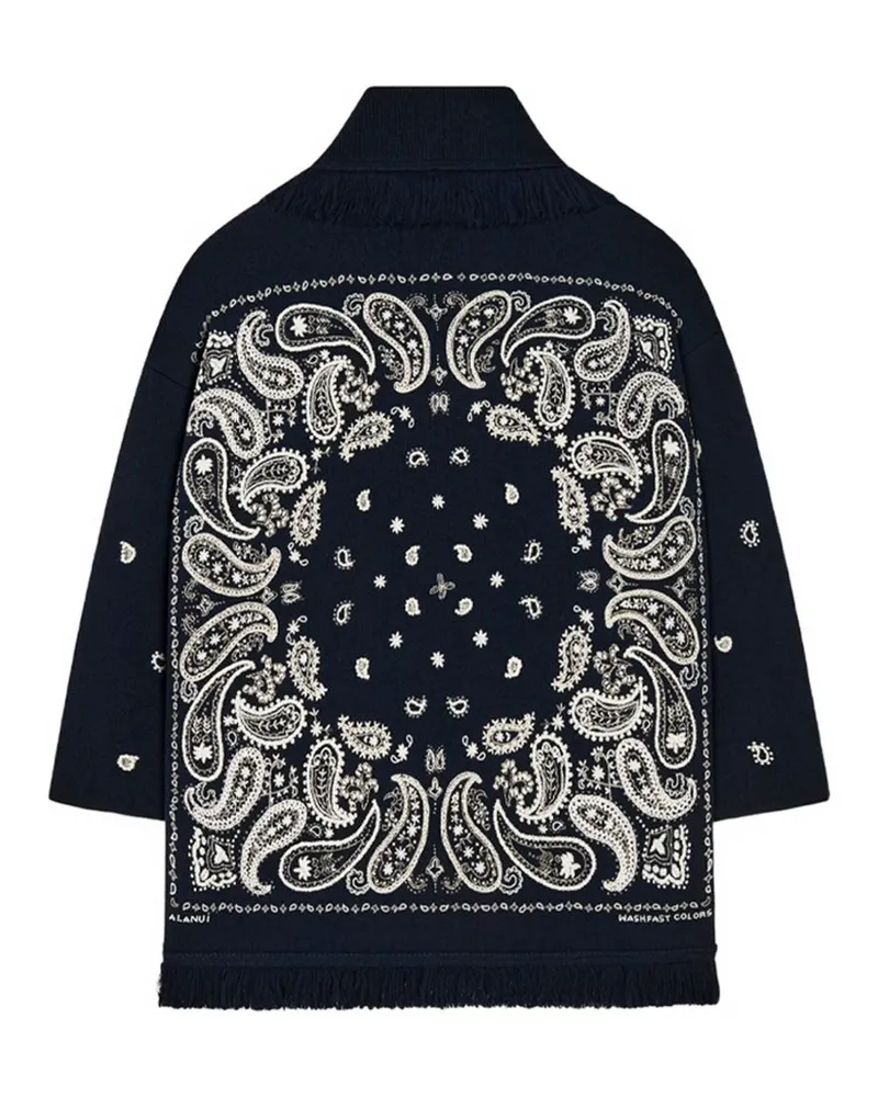 Alanui Embroidered Wool Cardigan — Navy Navy