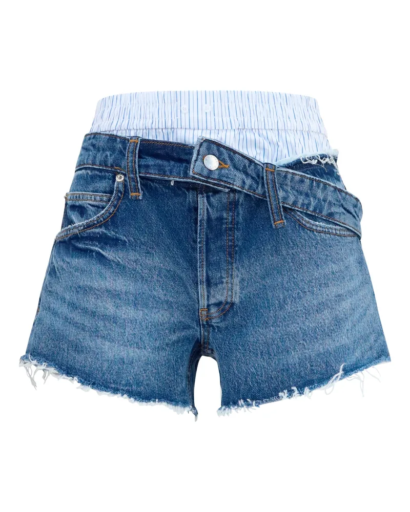 Alexander Wang Women's Denim Shorts Vintage Marbled Blue Cotton Jean Blue