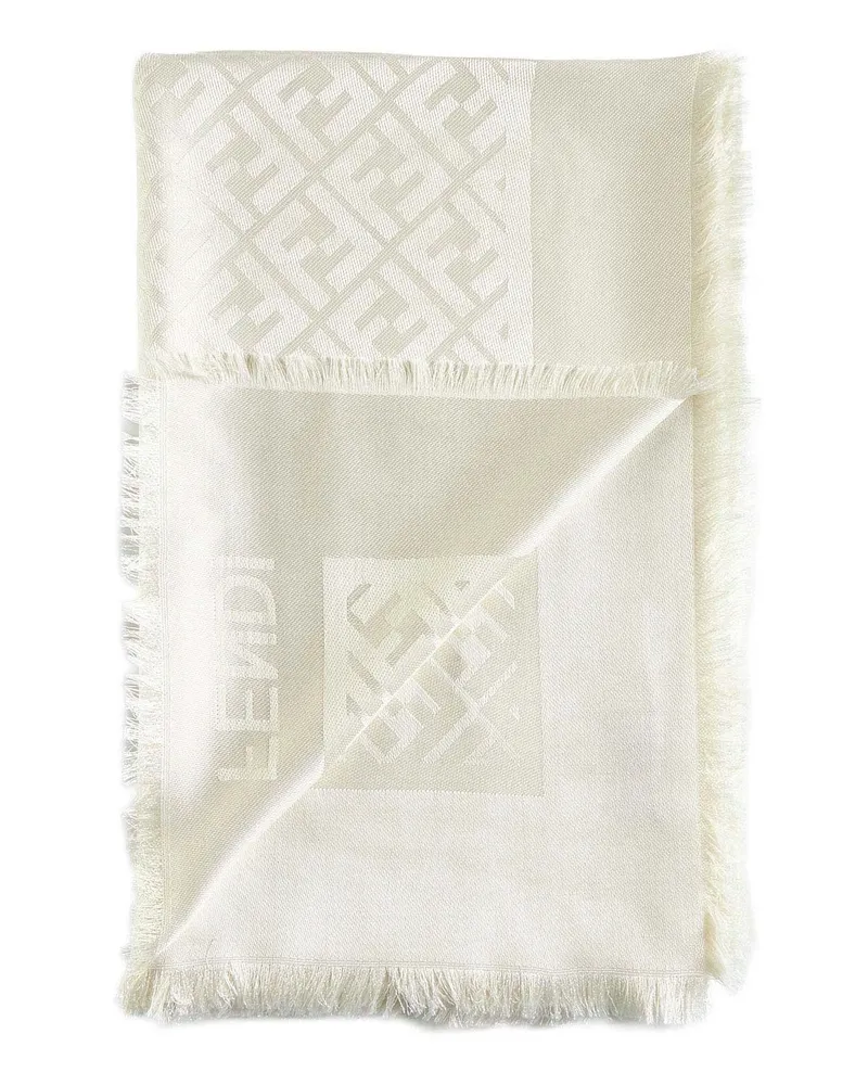 Fendi Women's Shawl Organic Silk Ivory Scarf Scarfs Ivory