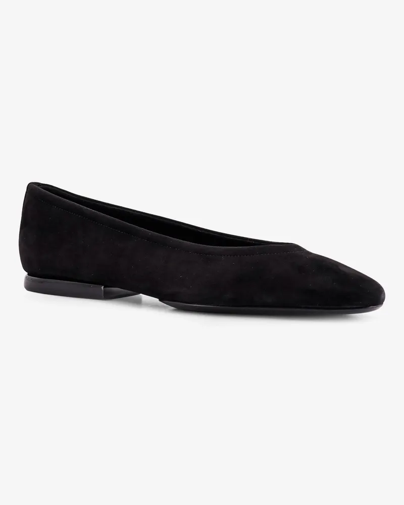 Loro Piana Women's Primula Suede Ballerinas Black Leather Ballerina Shoes Black