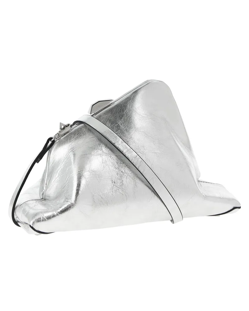ATTICO Day Off Small Clutch — Silver Silver