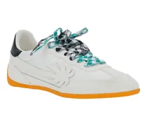 Logo-Embellished Calf Leather Sneakers — White