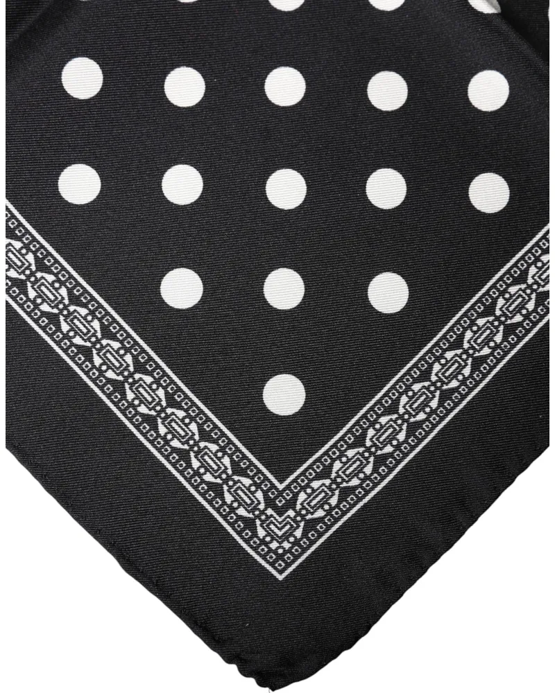 Dolce & Gabbana Men's Black Polka Dot Square Handkerchief Scarf Black