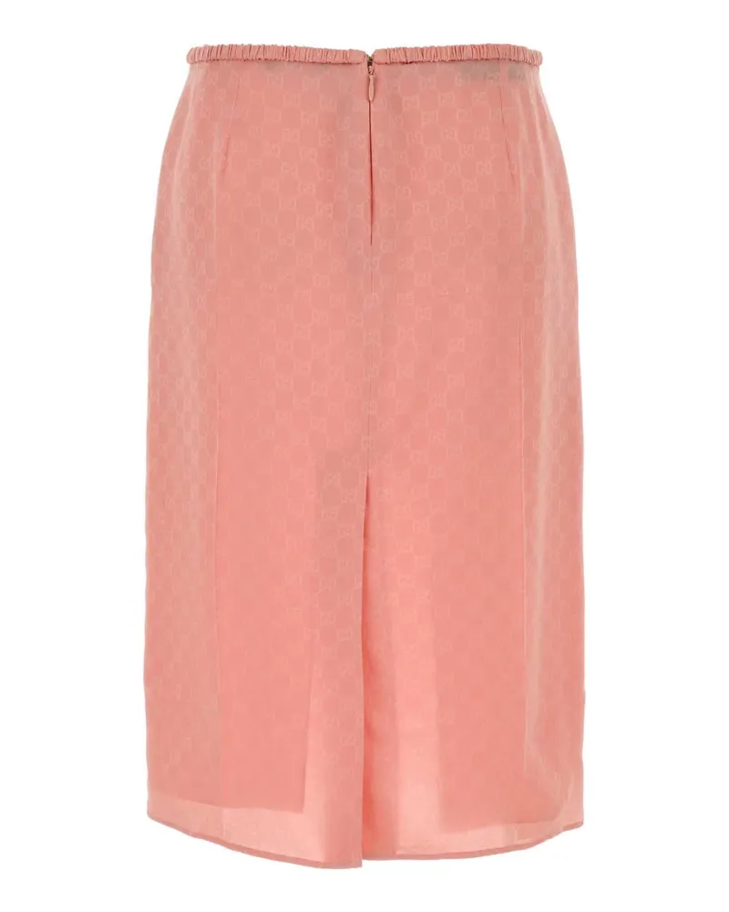 Gucci Women's Pink Gg Silk Skirt Fairyblossom Gonne Pink