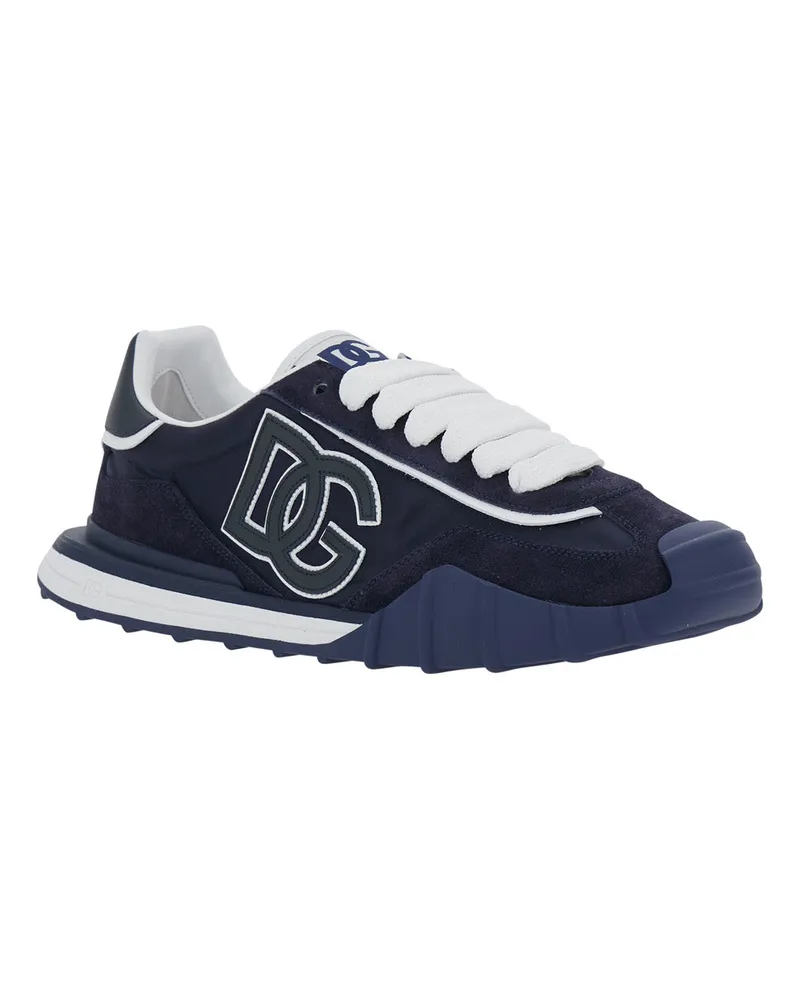 Dolce & Gabbana Men's Sneakers Atletic Blue Suede And Tech Fabric Trainers Navy