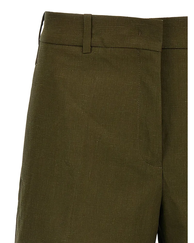 Jil Sander Linen Bermuda Shorts — Olive Olive