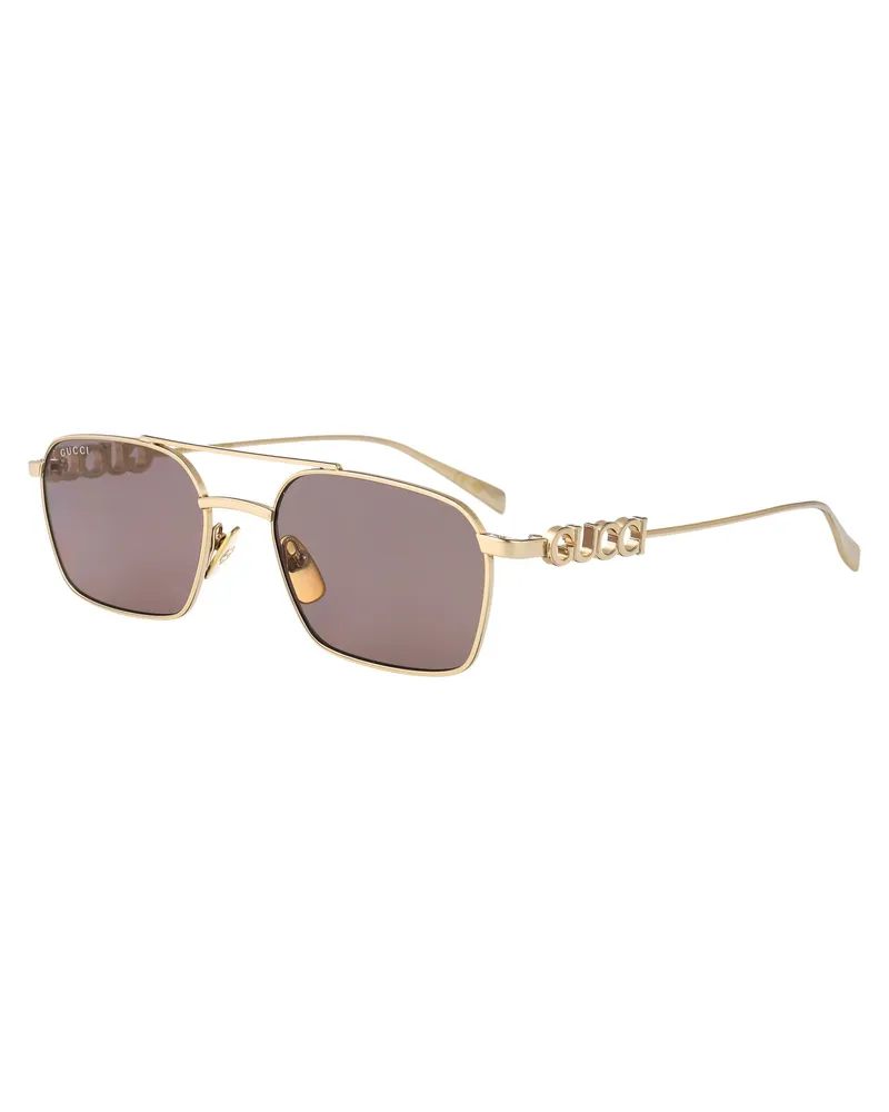 Gucci GG1804S Metal Frame Sunglasses — Gold Gold