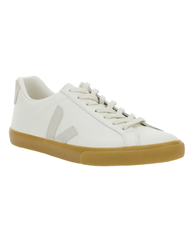 VEJA Unisex White Low Top Sneakers With Logo Details Leather Trainers White
