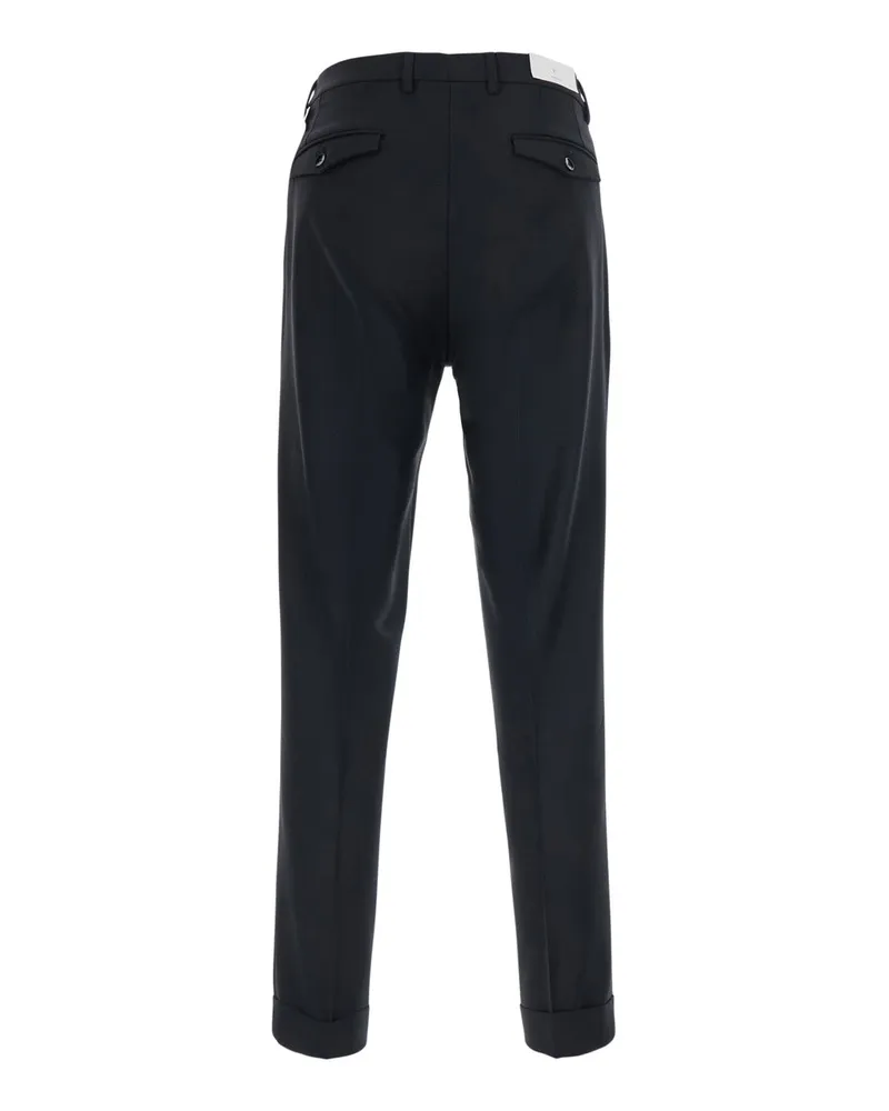 MICHAEL COAL Men's Double Pleated Trousers Black Wool Blend Black