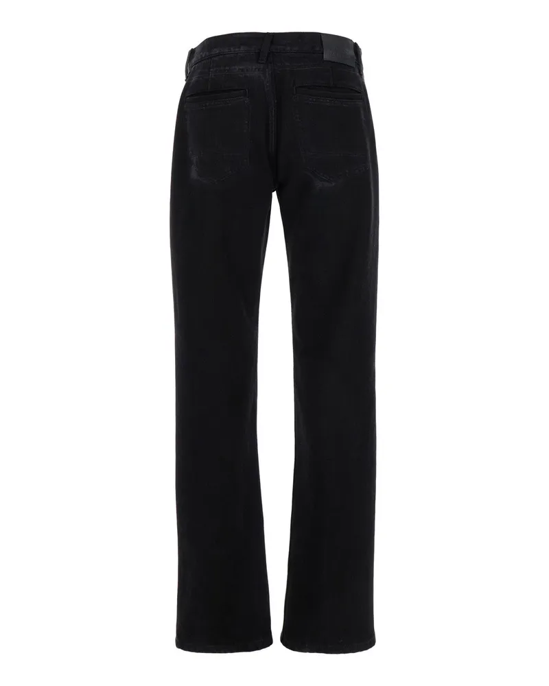 Alexander McQueen Men's Black Jeans With Logo Patch And Worn Effect Cotton Black
