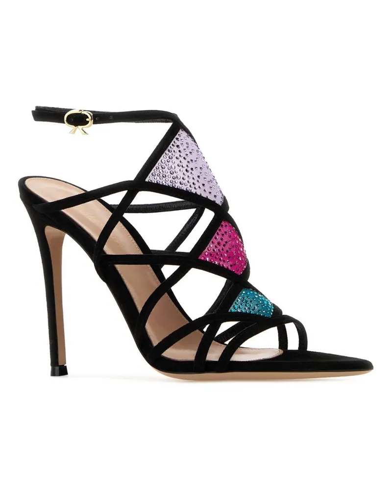 Gianvito Rossi Blacktealbloomlille Sandali Sandal Black