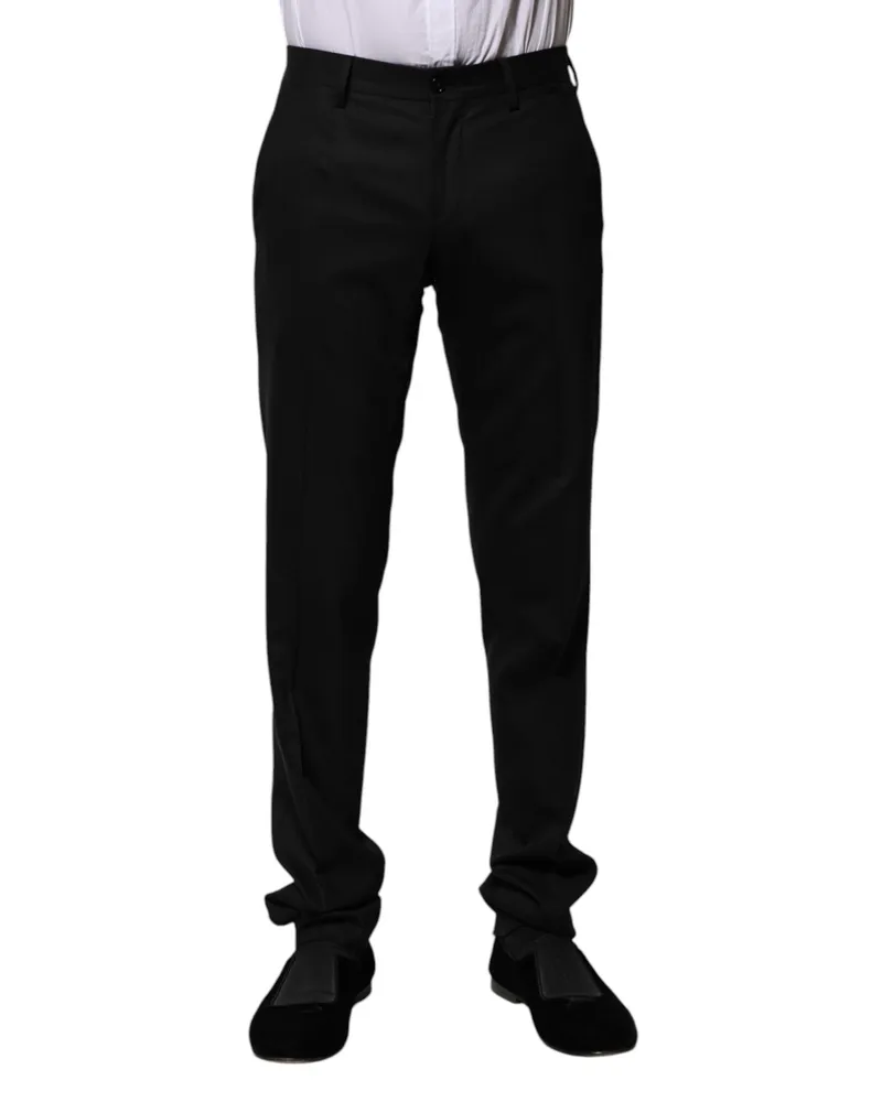 Dolce & Gabbana Men's Black Wool Formal Dress Pants Virgin Elastane Black
