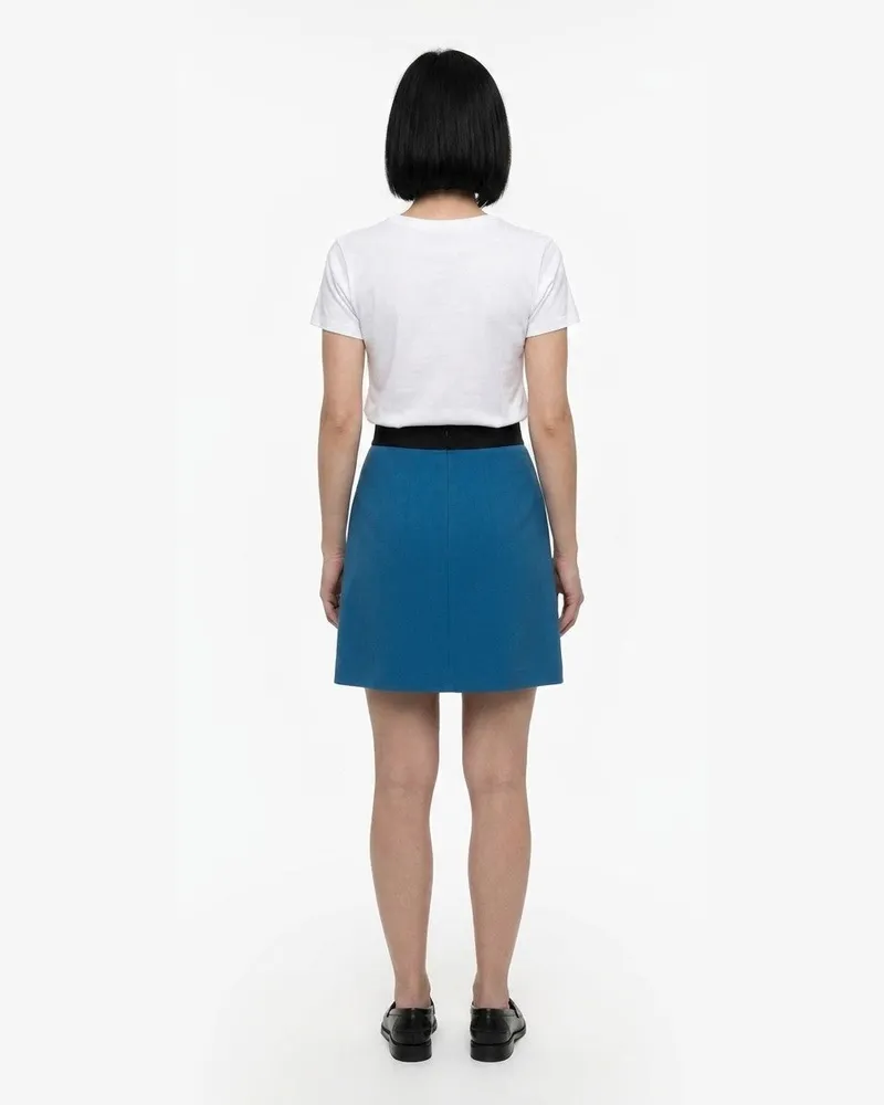 Dolce & Gabbana Women Teal Elastane Mini Skirt Blue