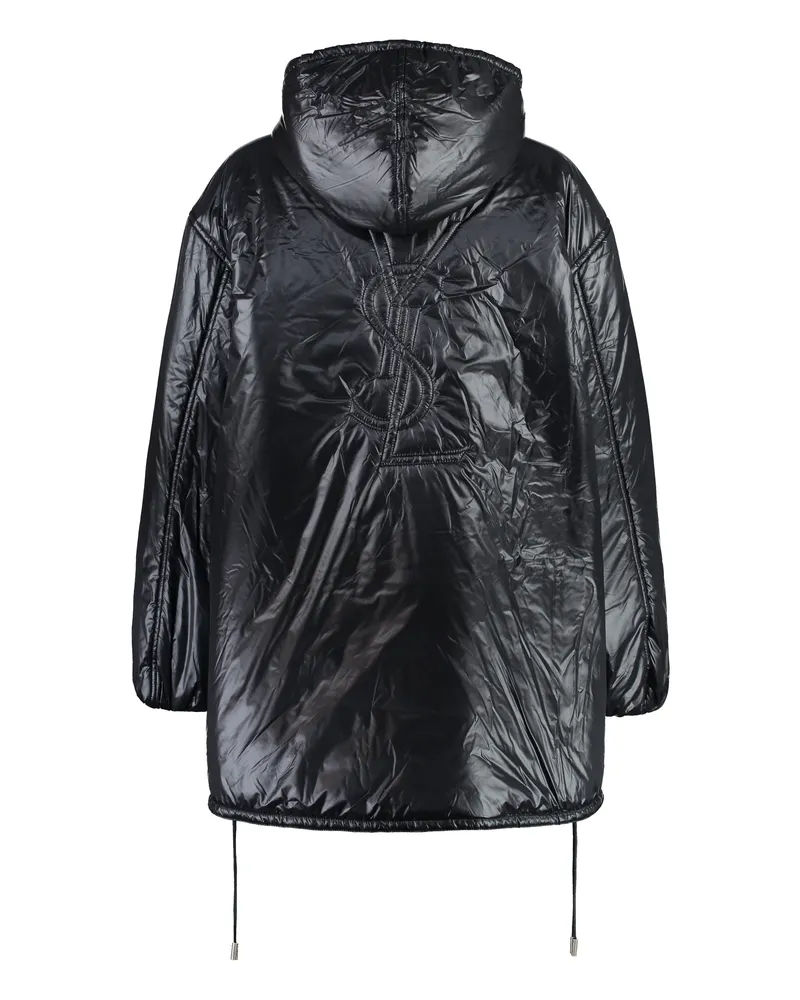 Saint Laurent Women's Nylon Windbreaker Jacket Black Polyester; Polyamide Trench & Raincoats Black
