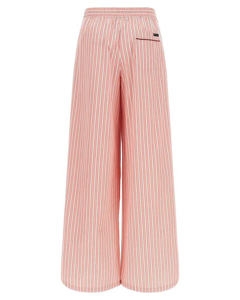 Dolce & Gabbana Striped Cotton-Silk Poplin Trousers — Coral Coral