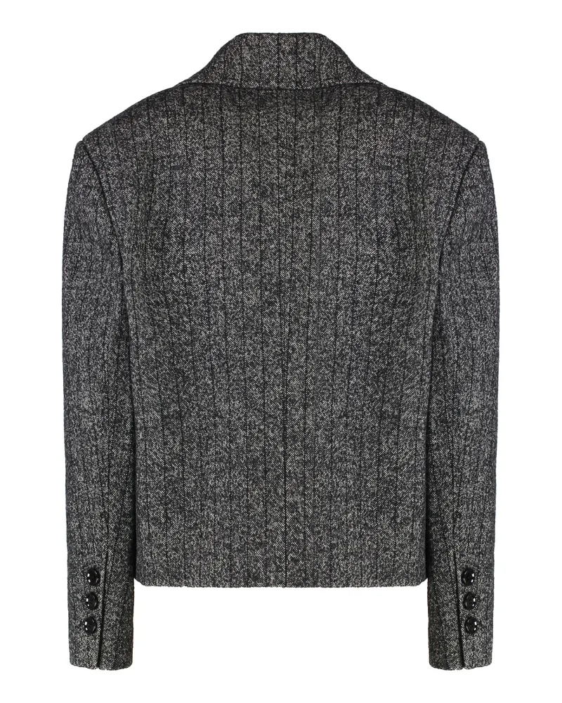 Dolce & Gabbana Women's Double-Breasted Wool Jacket Grey Virgin Blazers Gray